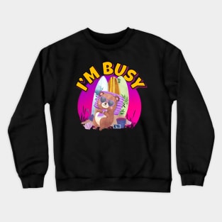 Surfer Bear Busy Crewneck Sweatshirt